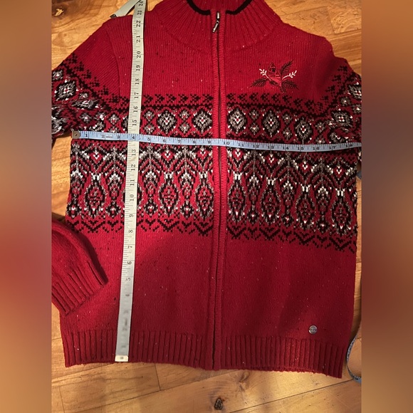 Northern Reflections Cardinal Red Patterned Women's Sweater M Petite - Picture 12 of 12